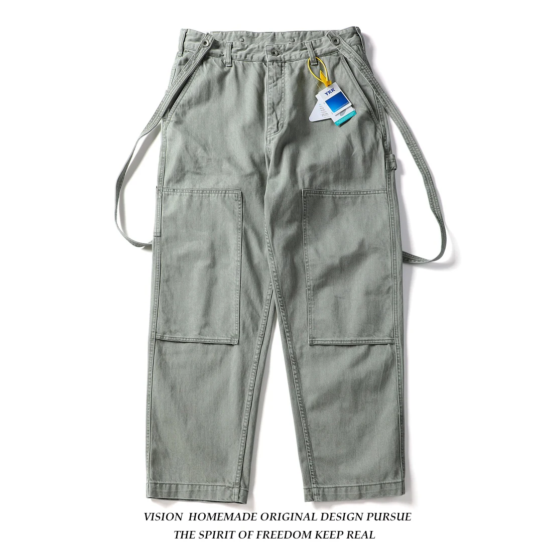 

Мужские брюки-карго American Sle, прямые повседневные брюки с лямками, длинные брюки в стиле ретро цвета хаки