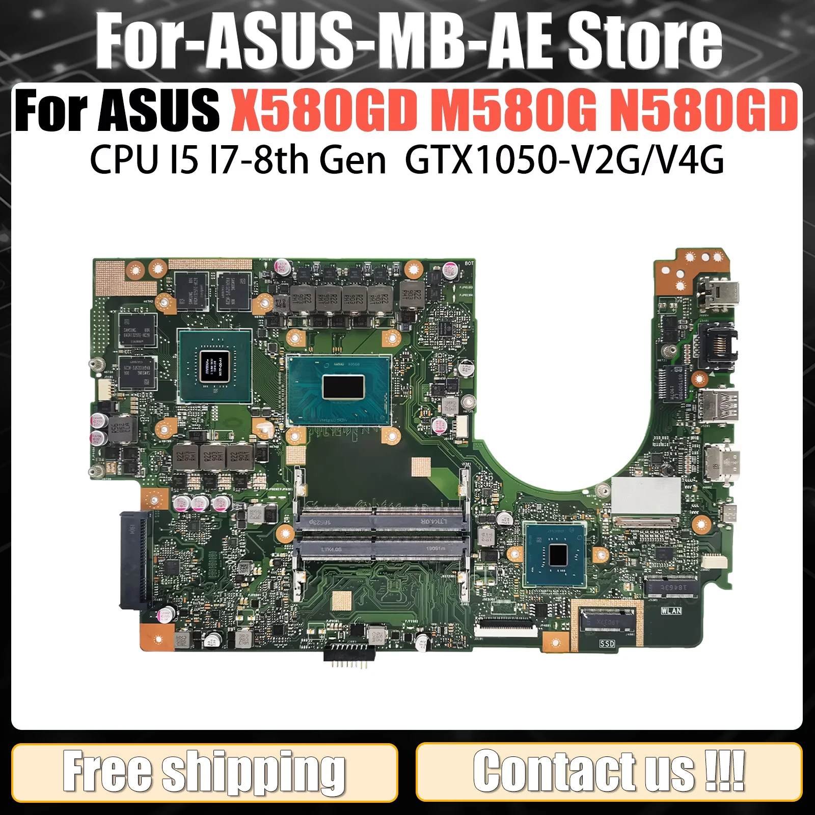 X580GD Mainboard For ASUS Vivobook NX580G M580G N580GD NX580GD Laptop Motherboard CPU I5 I7-8th Gen GTX1050 GPU