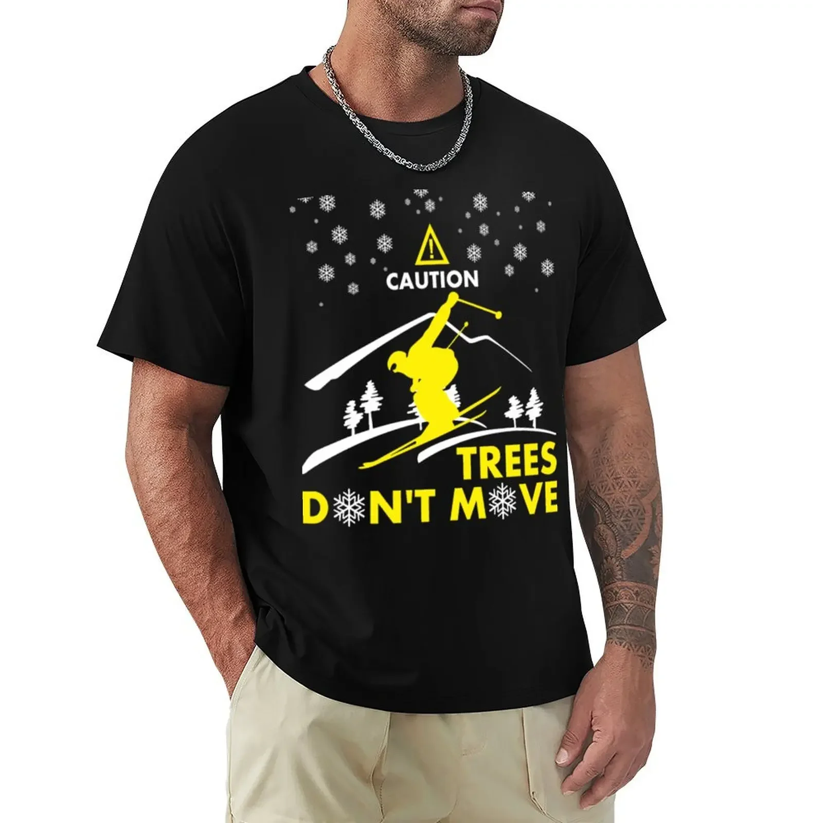 Caution Trees Dont Move Skiing Snow Tshirt T-Shirt cute clothes Aesthetic clothing Short sleeve tee t shirts for men pack