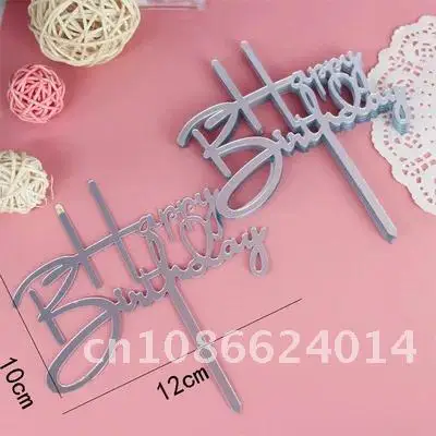 

10pcs Cake Decorations Topper Acrylic Happy Birthday Cake Topper Sign Boy&Girls Birthday Cakes Dessert Decor Cakes Decor Supplie