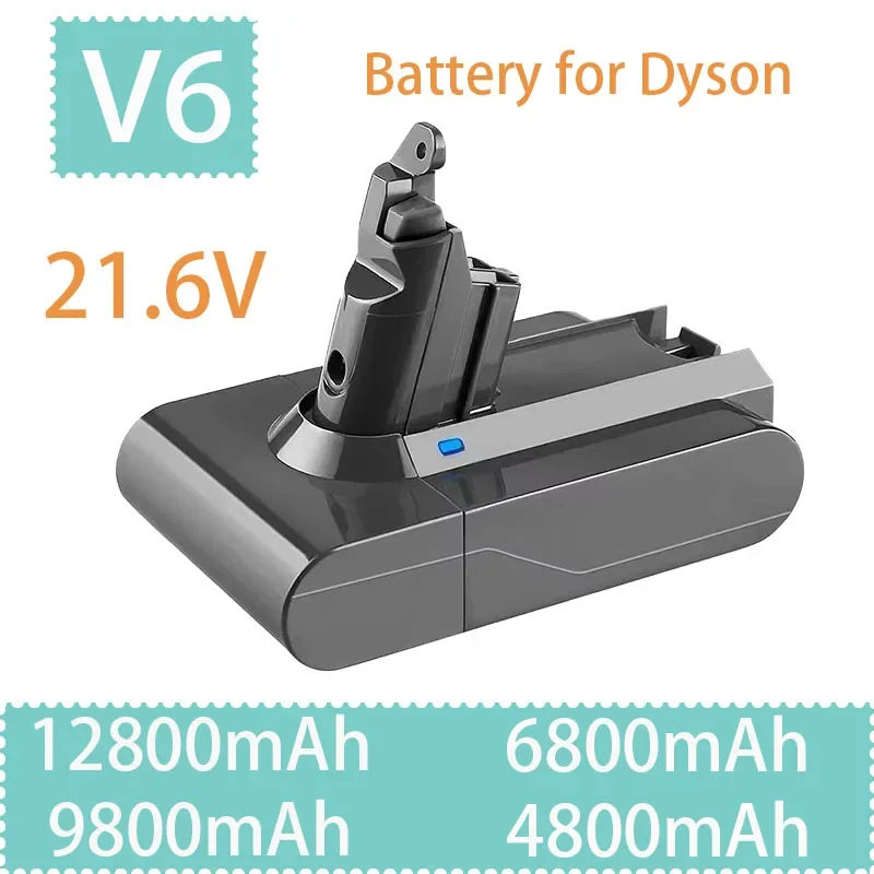 Pour batterie Dyson V6 21.6V 12800Ah remplacement DC62 DC59 DC58 SV03 SV04 SV09 Animal Motorhead V6 mince pâte à vide absolu