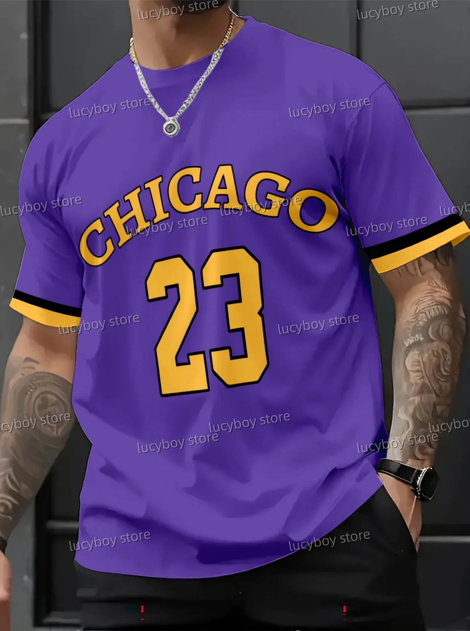 

Sportwear Jersey Men CHIAGO 23 Printed Short Sleeve T Shirt Man O Neck Racing Football Tee Vintage Casual Tops Men Clothes