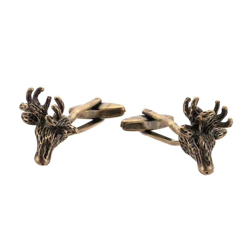 DY High quality brass material back to ancient design deer head Cufflinks Men\'s French shirt Cufflink wholesale Jewelry