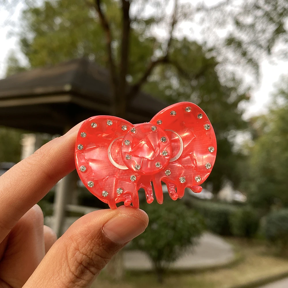 الرجعية خلات ليوبارد نمط Bowknot صغيرة كراب مشبك شعر مخلب للنساء موضة جديدة حجر الراين دبوس الشعر إكسسوارات الشعر أداة