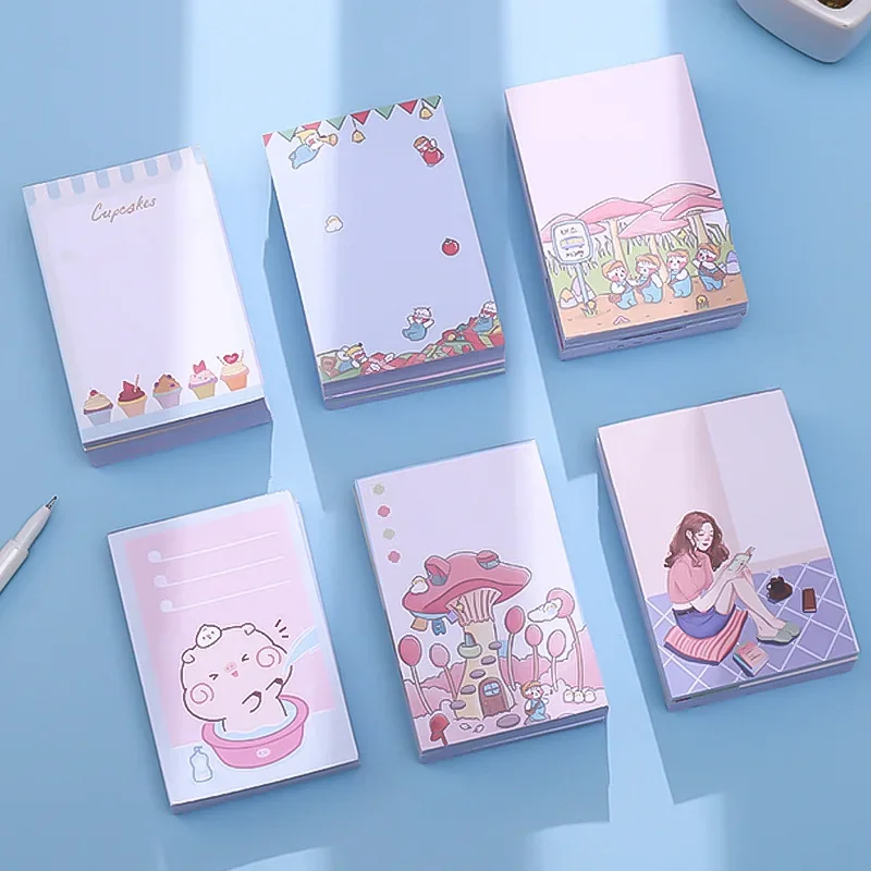 100PCS Small Fresh Note Pad,น่ารัก,ฉีกขาดได้และพกพา,Non-กาวNote Padสําหรับสํานักงานนักเรียนใช้