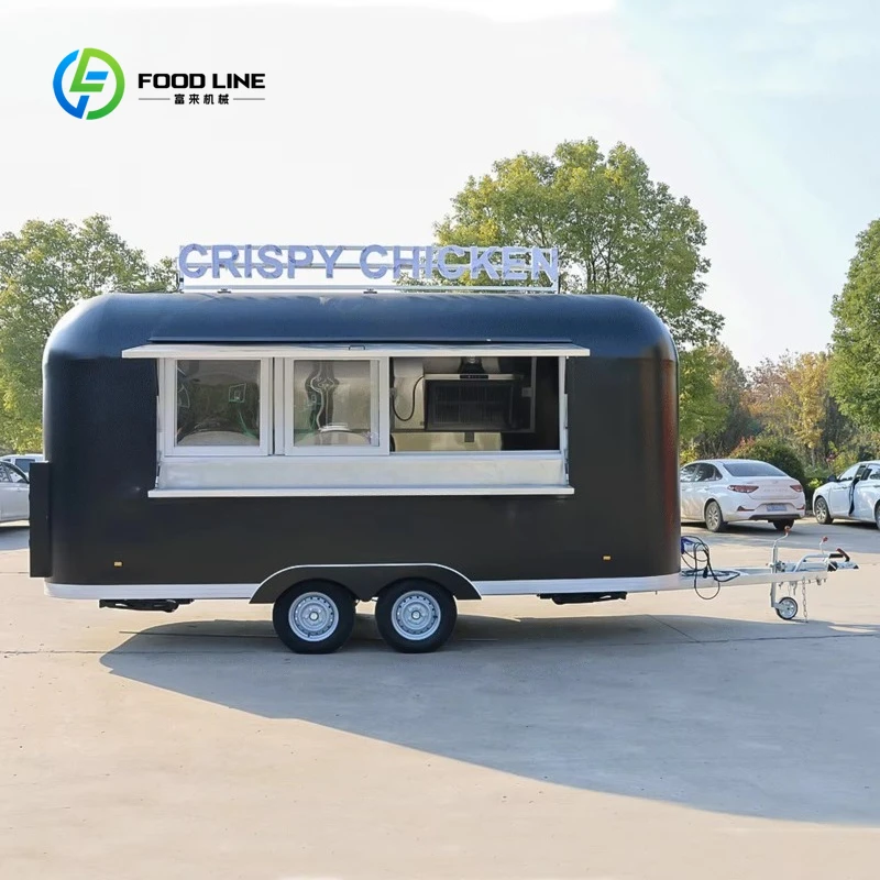 

Customized Street Fiberglass Mobile Food Trailer Fast Food Truck for Sale Hotdog Ice Cream Hamburger Production Rust Resistant