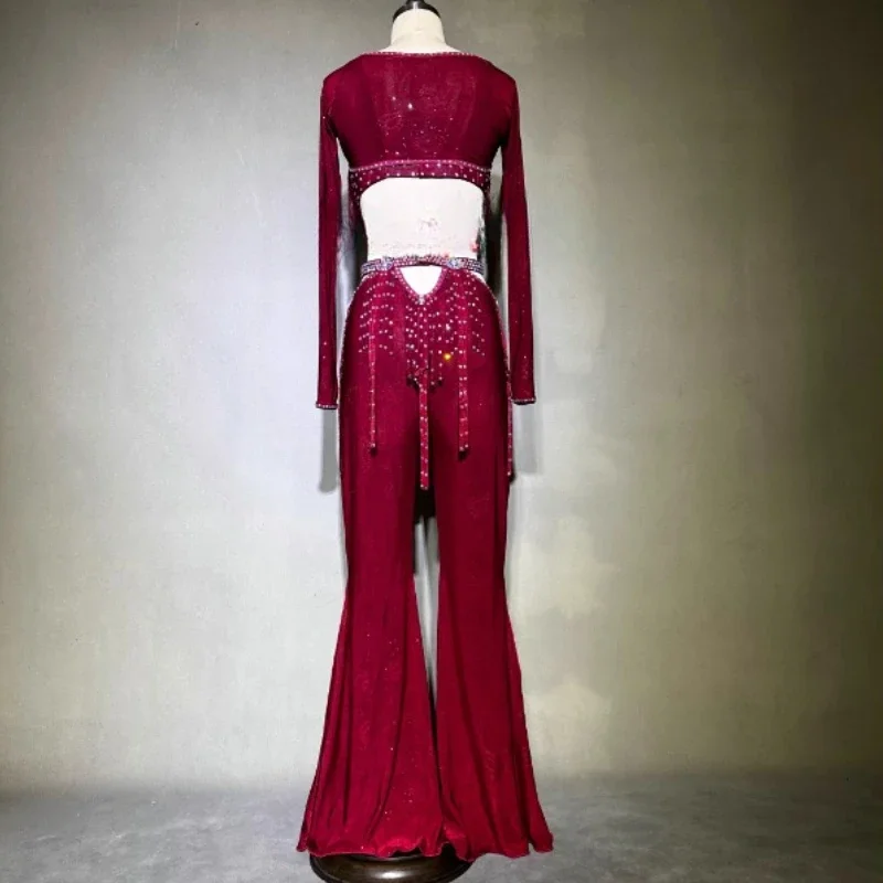 New Belly Dance Inspired Performance Suit Latin Jazz Tango Fusion Style Pants Eastern Dance Competition Performance Suit