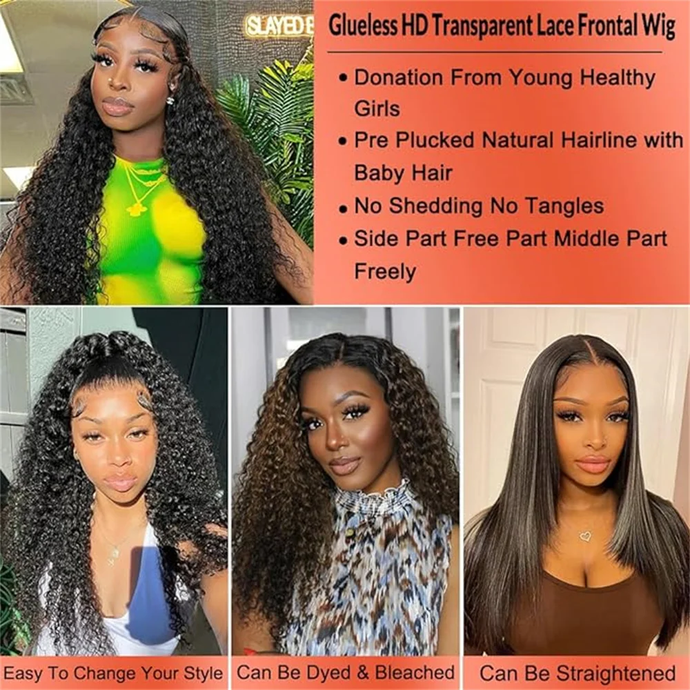 Put On And Go 4x4 Bob Lace Front Wigs 180% Density Kinky Curly Pre Cut 4x4 Lace Closure Wig Kinky Curly Glueless Wigs