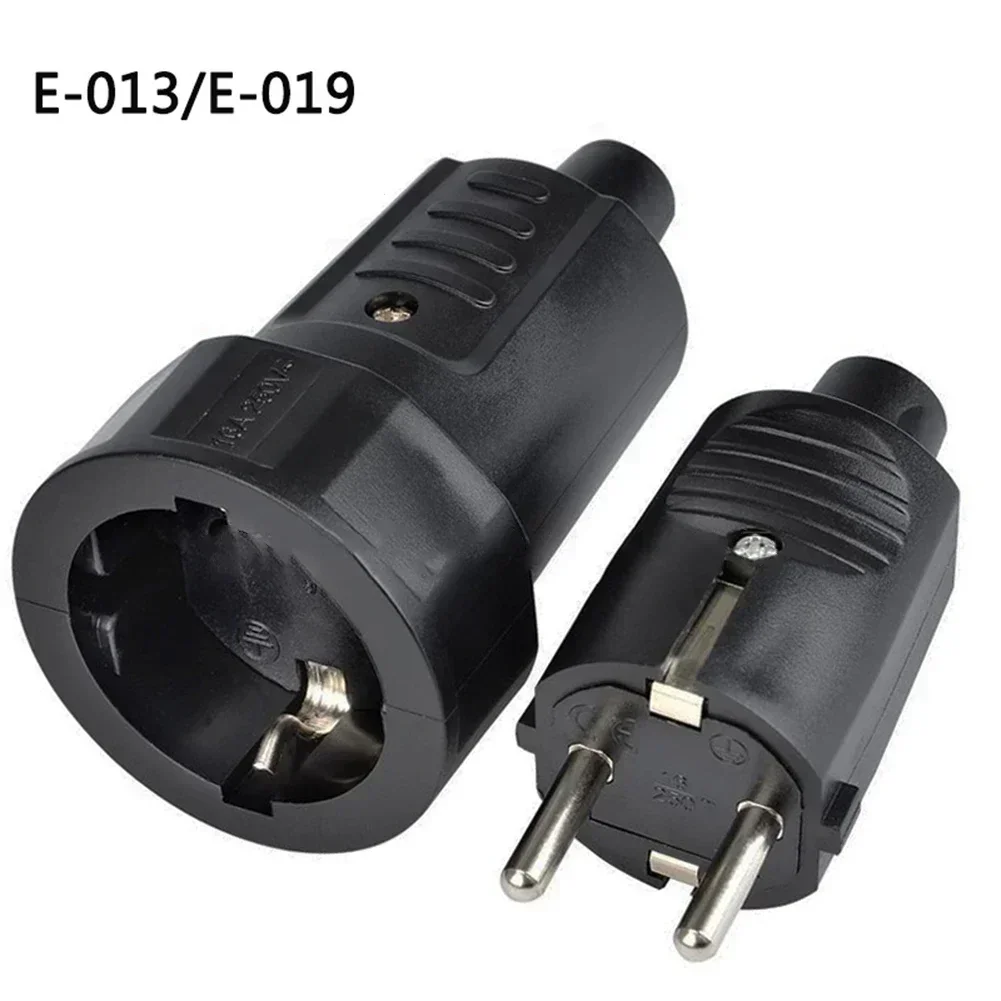 2 Cores Protective Contact Rubber Coupling Outdoor Waterproof Euro Plug Coupling 250V 16A Electrical Equipment Supplies