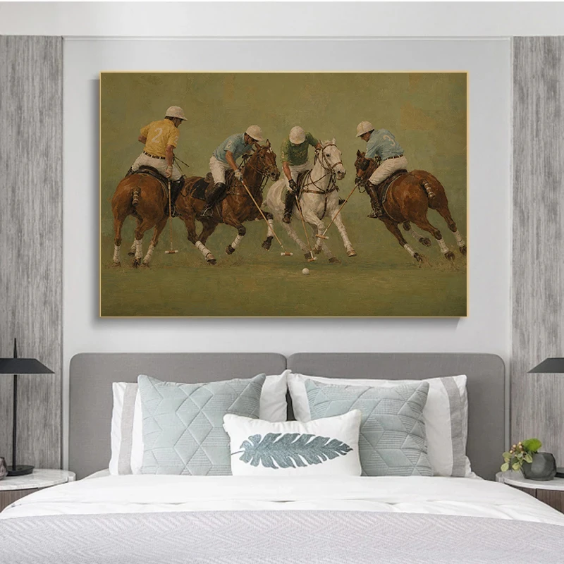 Polo Match Vintage Sports Posters Action Equestrian Horse Modern Prints Canvas Painting Wall Art Pictures Home Living Room Decor