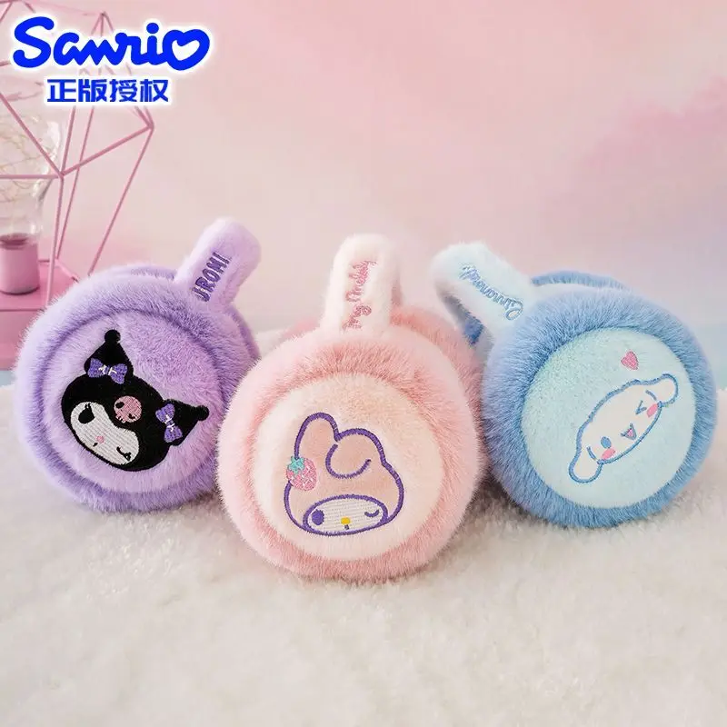 

New Sanrio embroidered anime cute cartoon Hello Kitty Kuromi cinnamon roll filled earmuffs winter warm earmuffs Christmas gift