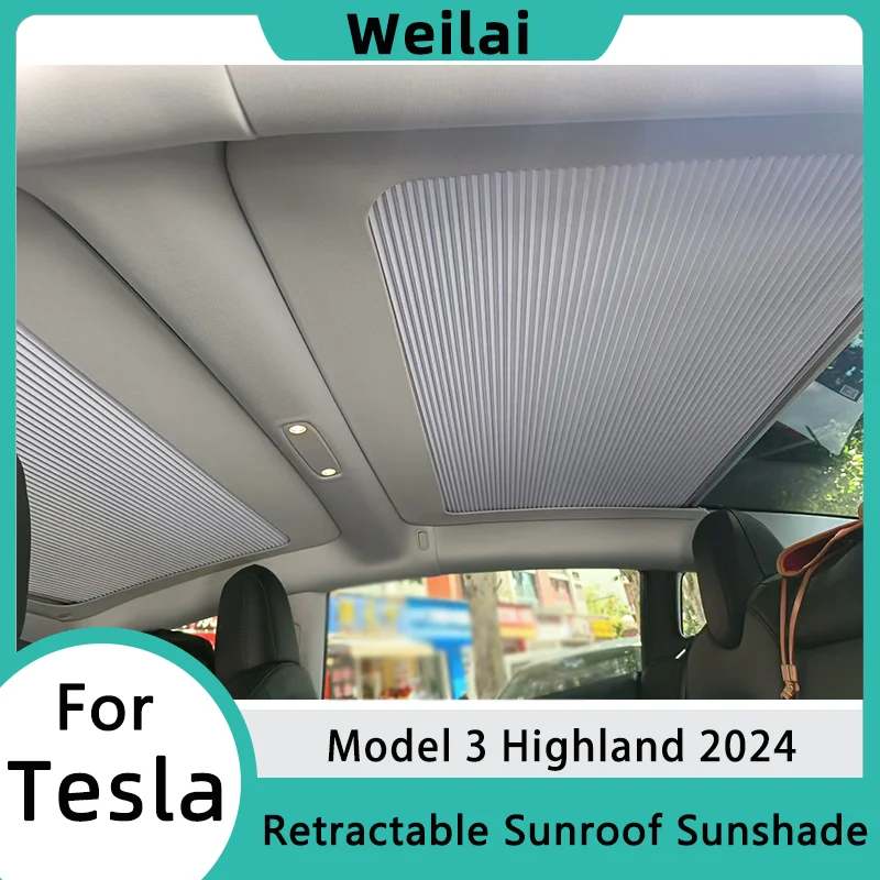 For Tesla Model 3 Highland 2024 Sunshade Glass Roof Retractable Sunshade Front Rear Sunroof Car Modification Interior Accessorie