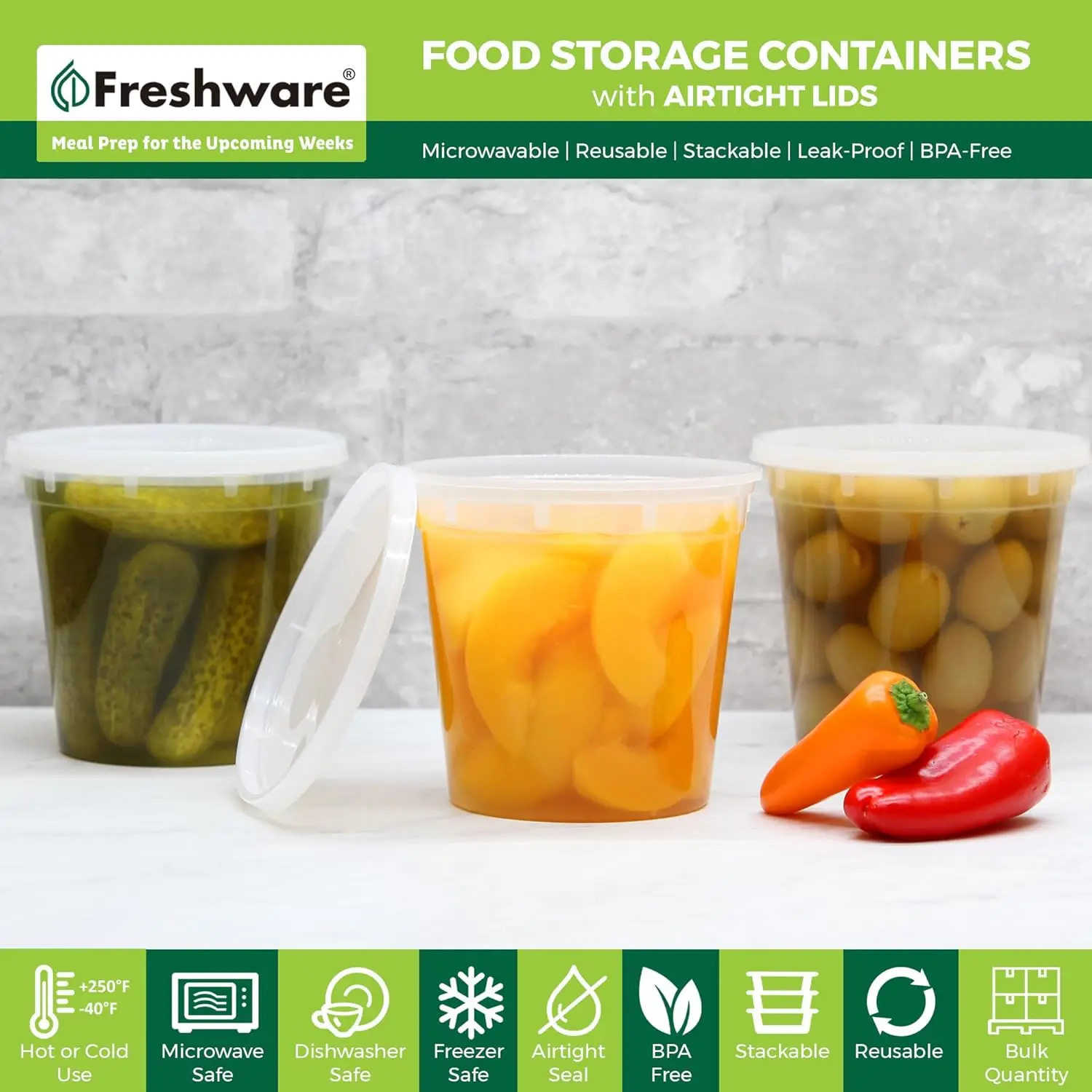 Food Storage Containers [240 Set] 24 oz Plastic Deli Containers with Lids, Slime, Soup, Meal Prep Containers