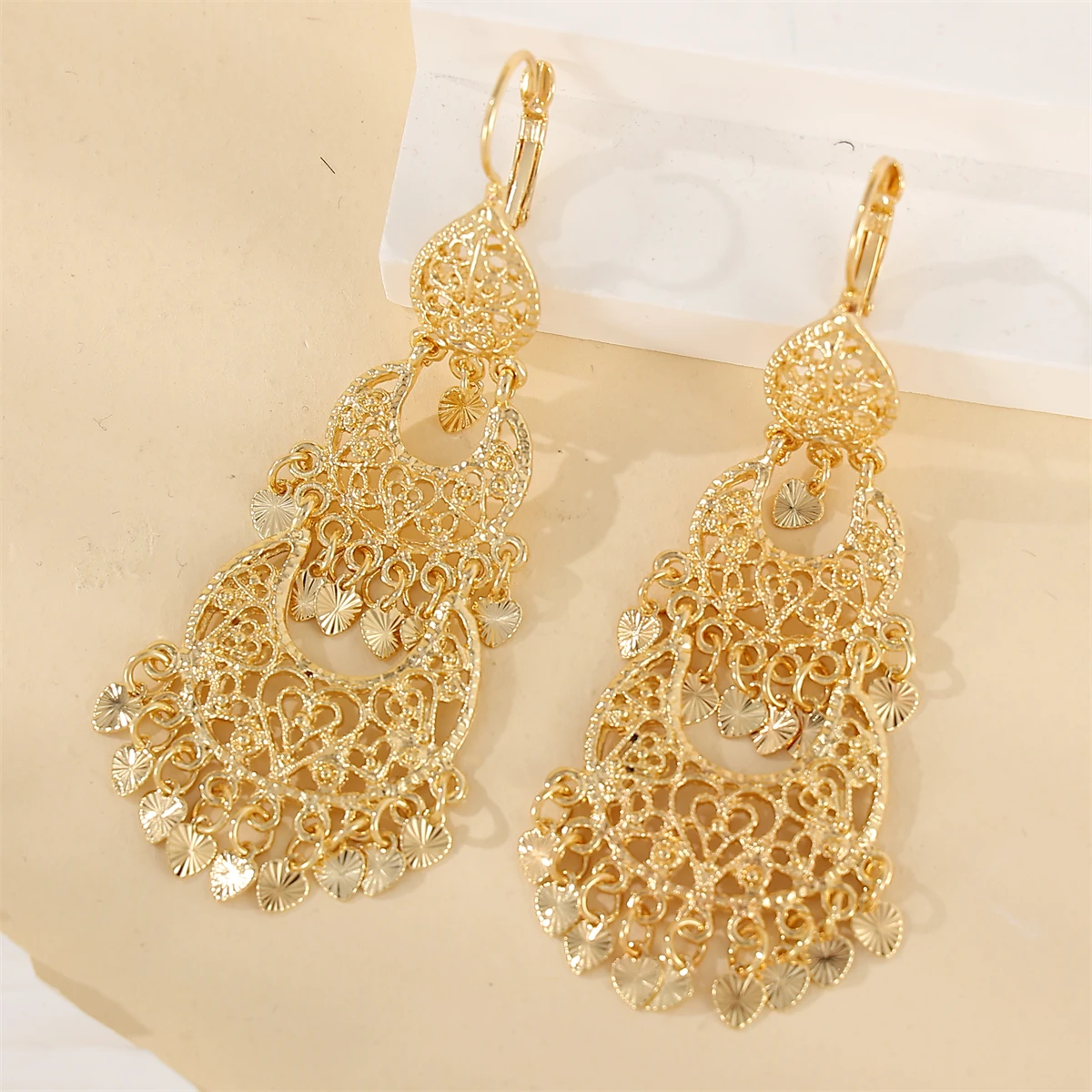 Ladies Birthday Party Wedding Gift Fashion Fringe Earrings Heart Pendant Luxury Accessories Exquisite Patterns Exquisite Texture