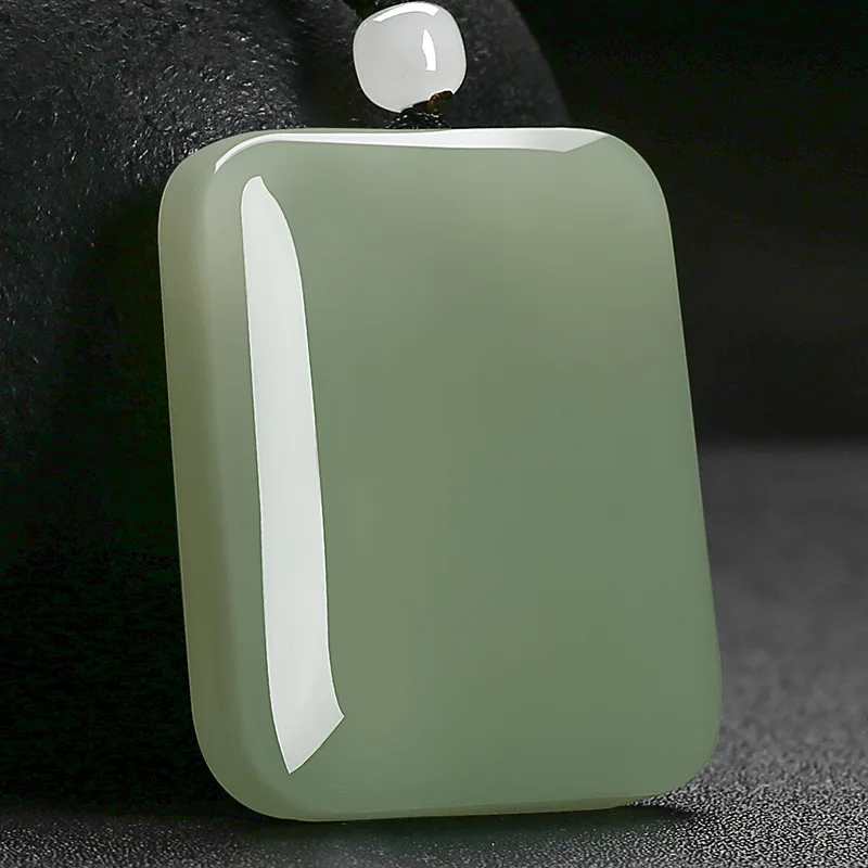 Water Color Bread Pendant with CertificateHetian Jade Elaeagnus Angustifolia Green Tranquility