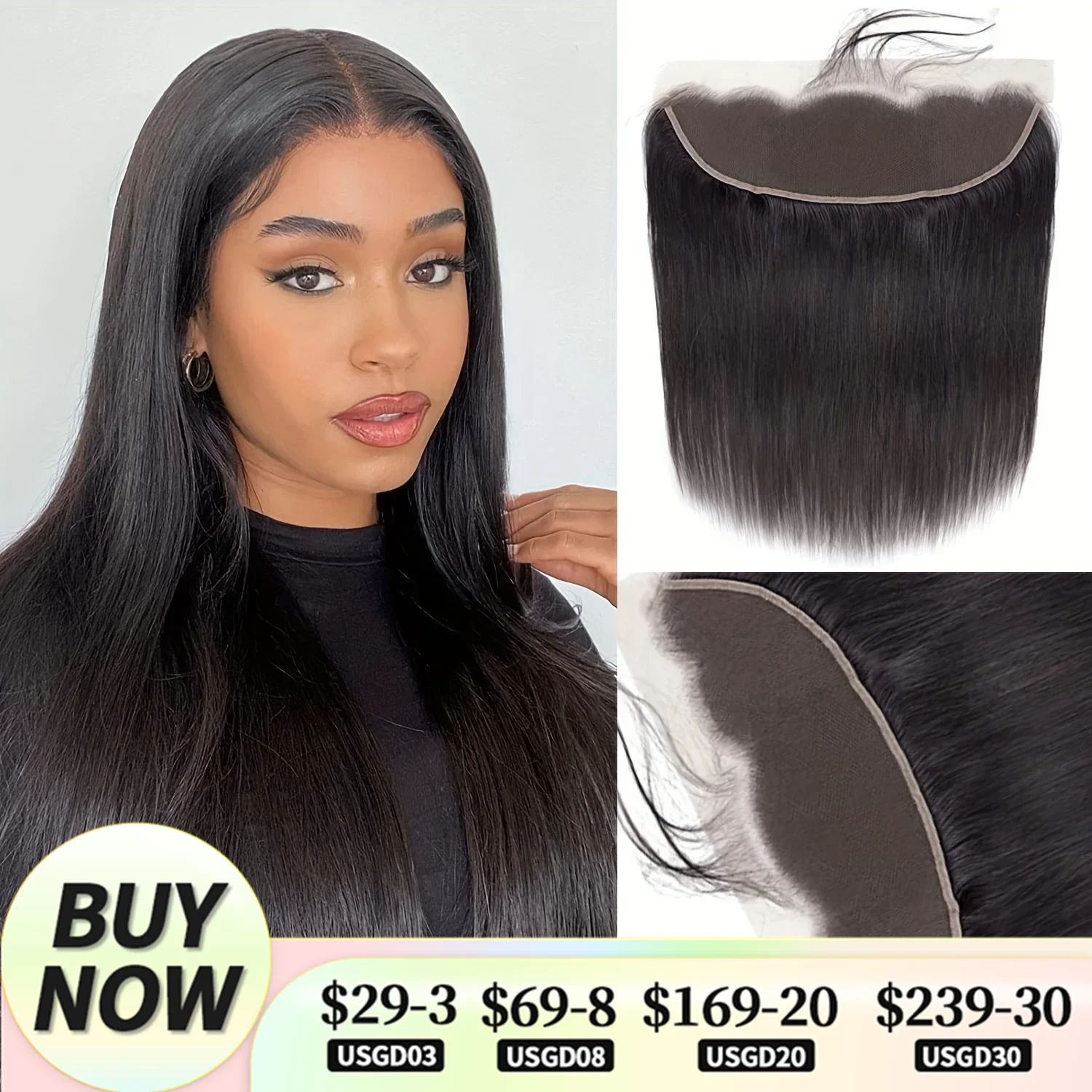 

13x4 Lace Frontal Closure Only Straight 8 to 22 Inches Frontal Transparent Lace Brazilian Human Hair Closure For Black Women