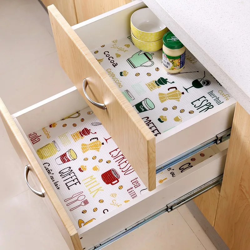 

Reusable Drawer Mat Contact Paper Cabinet Liner Moisture-proof Waterproof Dust Proof Non-Slip Kitchen Table Shelf Liner Pad