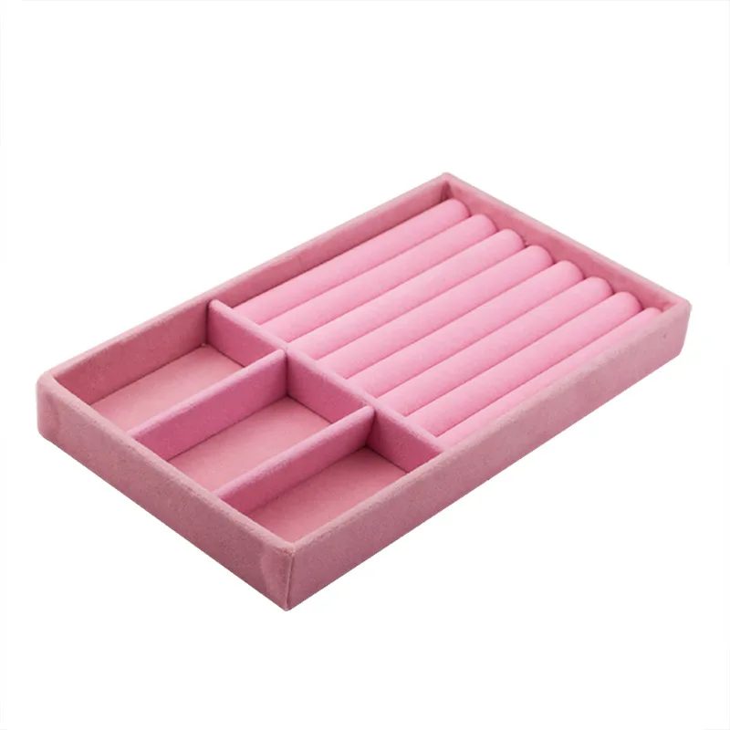 Soft Velvet Stackable Jewelry Tray Case Ring Earrings Necklace Display Holder Storage Box Portable Jewellery Organizer Dropship