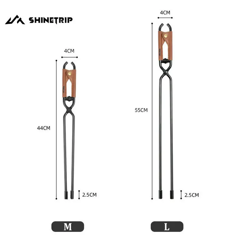 Camping Picnic Barbecue Firewood Tongs Carbon Steel anti-scald Fire Tongs Lightweight and portable Fire Poker with Leather Cover