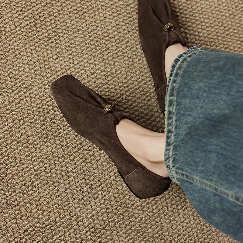 Nouvelles Chaussures Femme Automne 2027 : Mocassins en Cuir Véritable à Bout Rond, Escarpins Rehaussants, Chaussures Modernes et Confortables pour Femmes