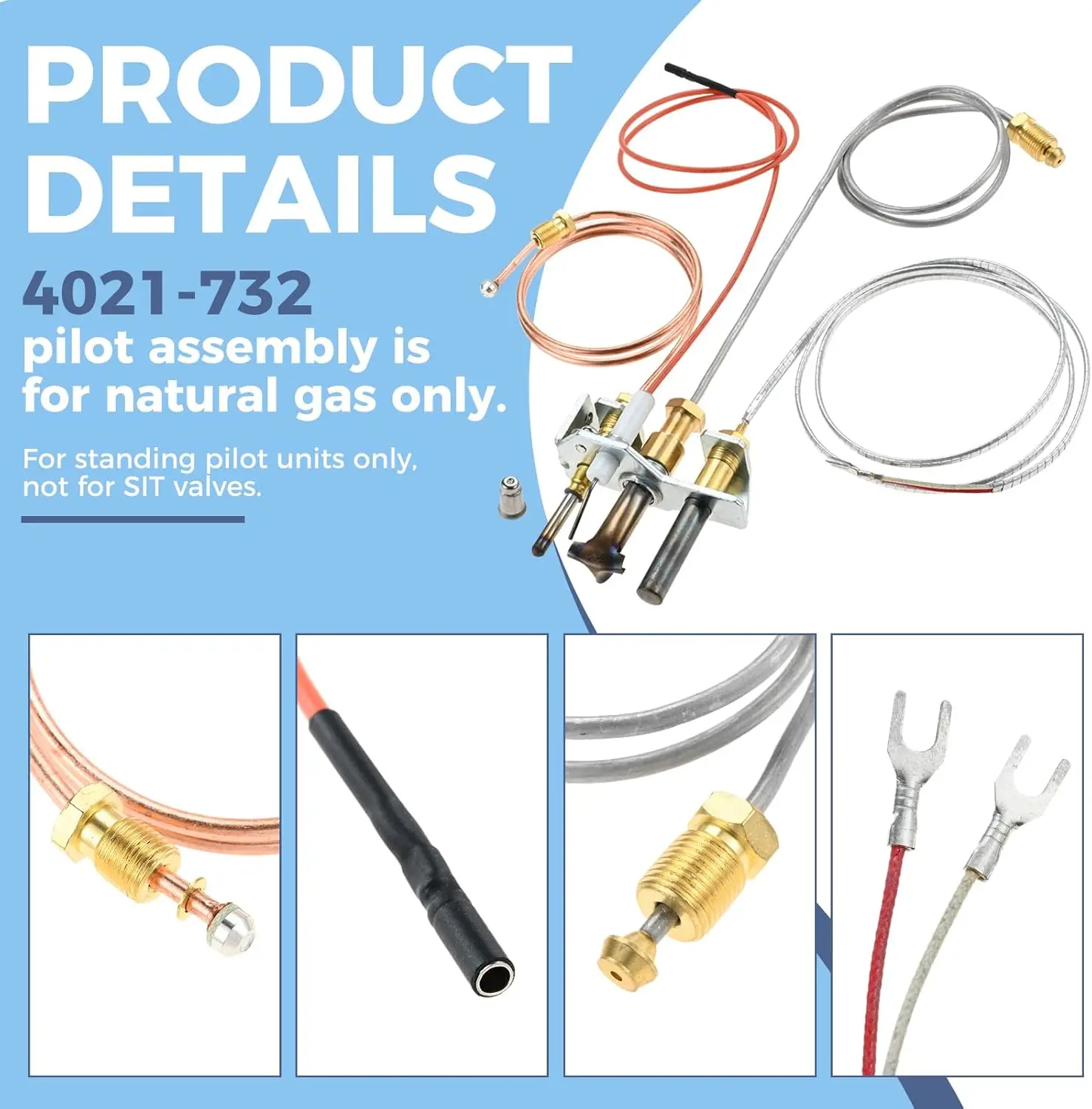 4021-732 Pilot Assembly NG Compatible with Heatilator GNDC33 GNDC36 Quadrafire 25660 Pilot Assembly W/ Thermocouple Thermopile