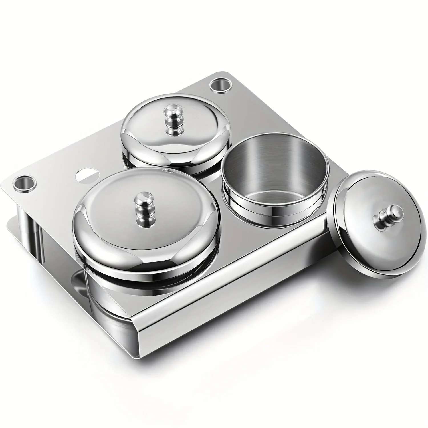 3 Pieces Acrylic Liquid Container Stainless Steel Acrylic Liquid Powder Cup Stainless Steel Nail Powder Holder Container