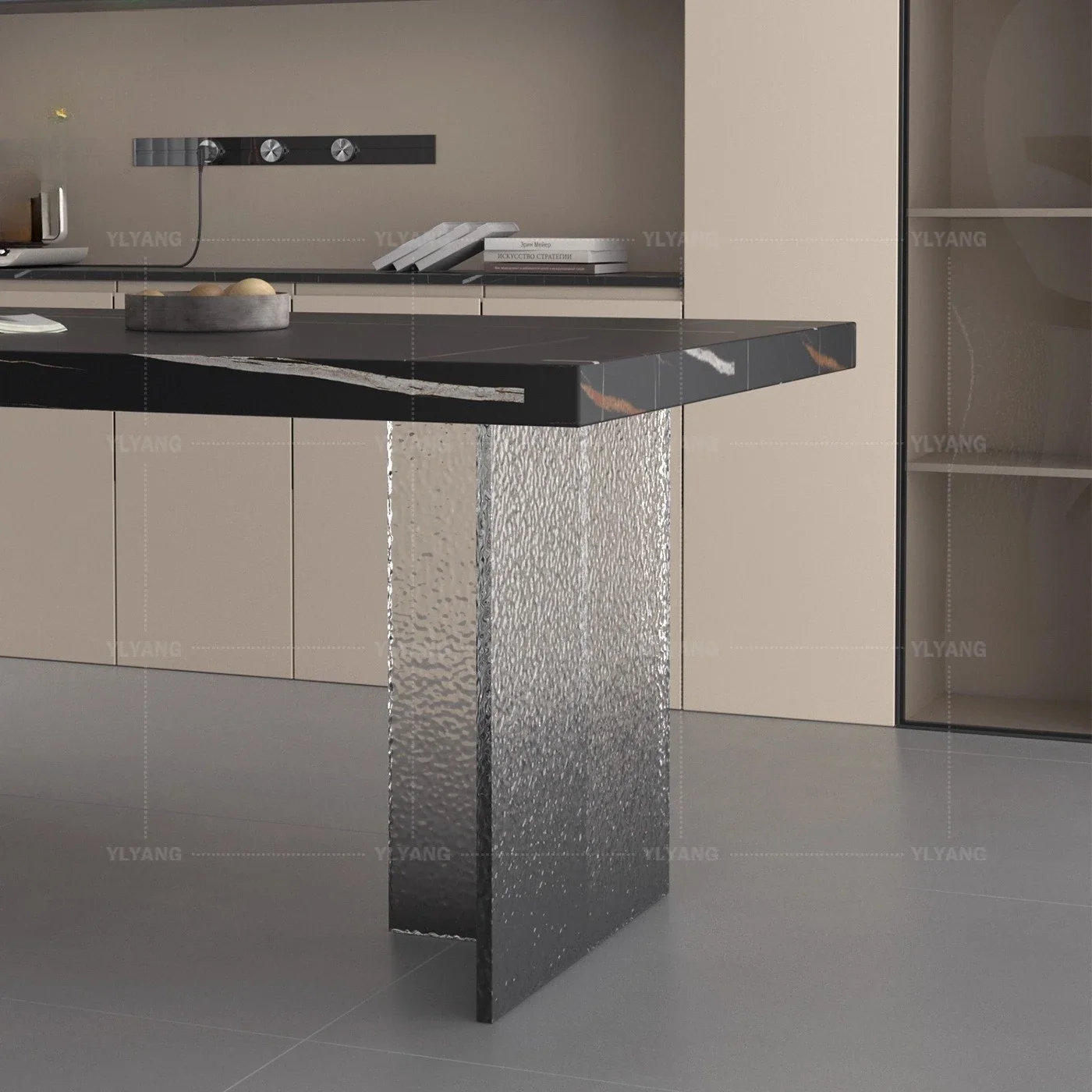 Stone pattern acrylic table legs gradually change color island platform large board table bracket foot coffee table new high tra