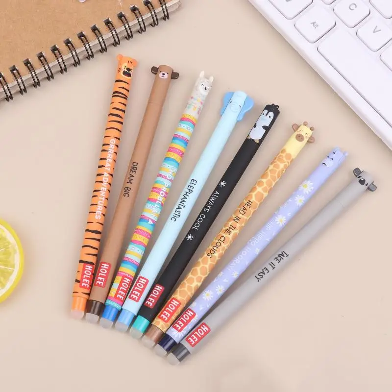 

1/8 шт. канцелярские принадлежности для офиса, стираемые ручки в форме животных для ведения дневников и письма, офисные принадлежности, подарок, милые инструменты для письма