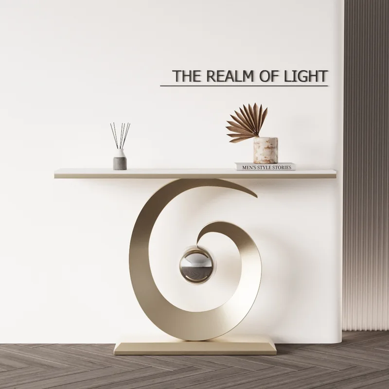 Light luxury simple rock slab entrance table Italian minimalist modern creative home entrance facing the door corridor cabinet a