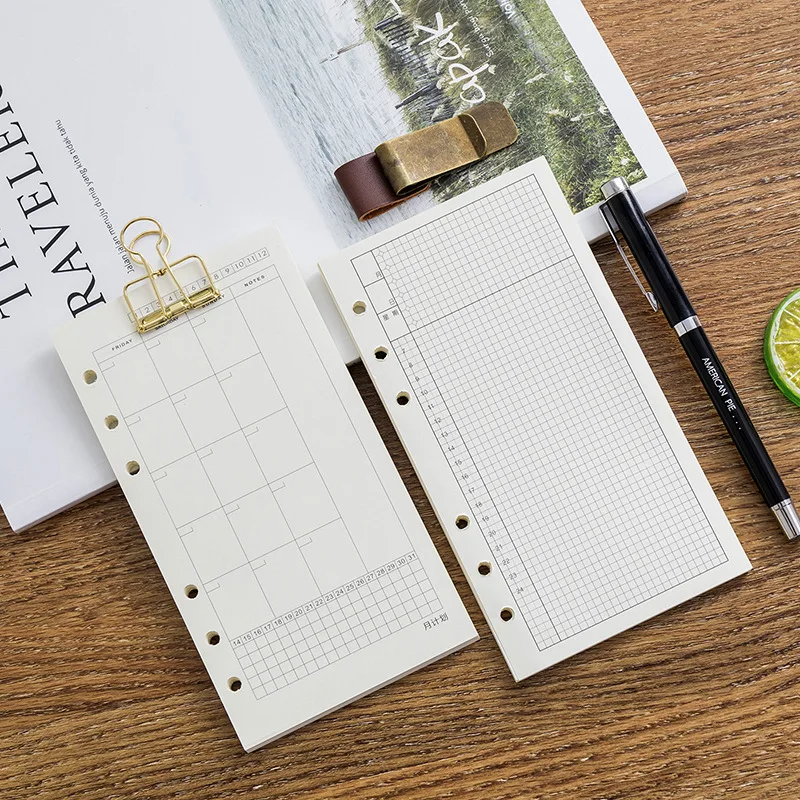 A6 40Sheets Loose Leaf Notebook Refill Spiral Binder Inner Page Grid Blank Line Diary Agenda PlannerSchool Stationery