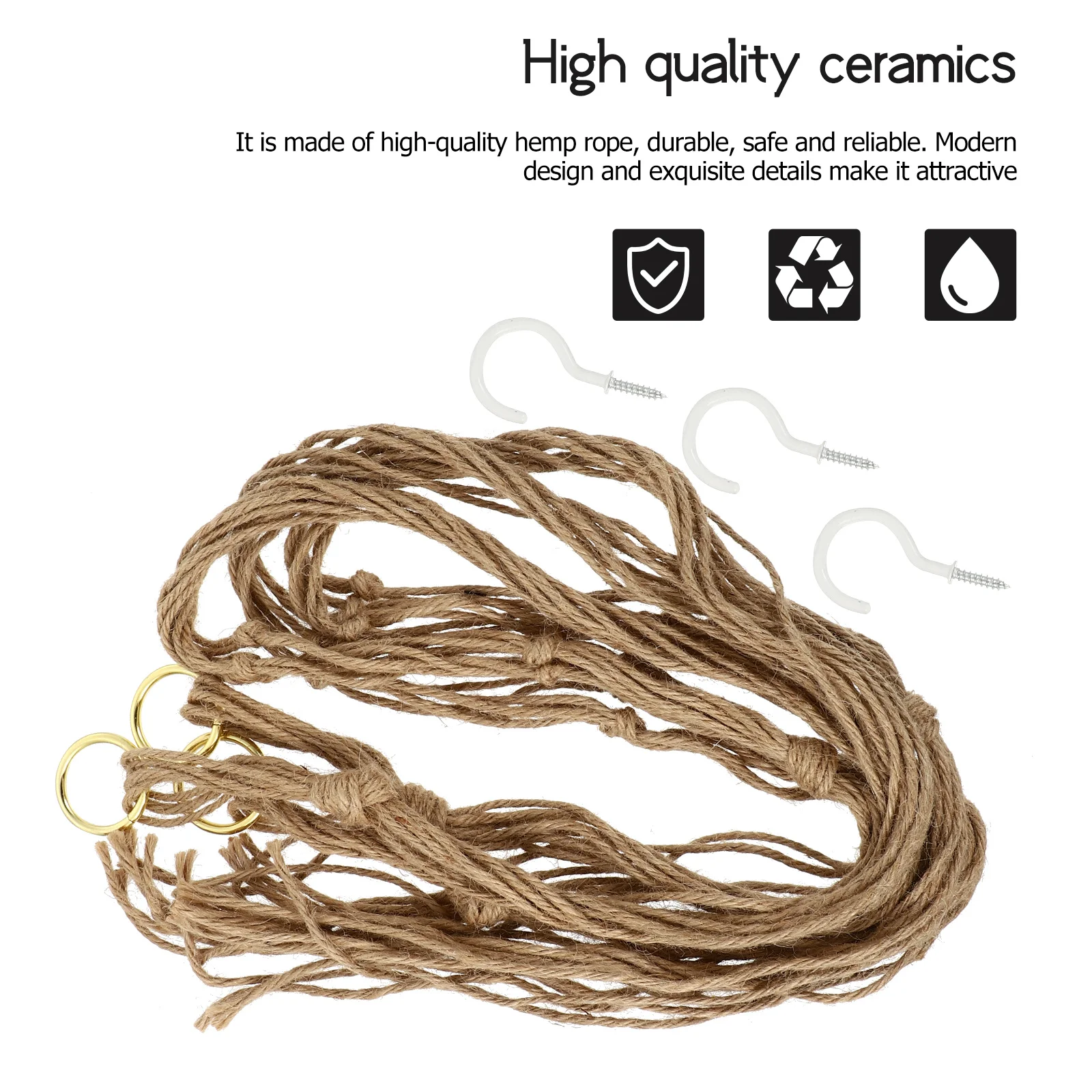 

3Sets Hemp Rope Flowerpot Net Creative Hand-Woven Basket Durable No Smell Suitable Trailing Silk Plants Home Decor