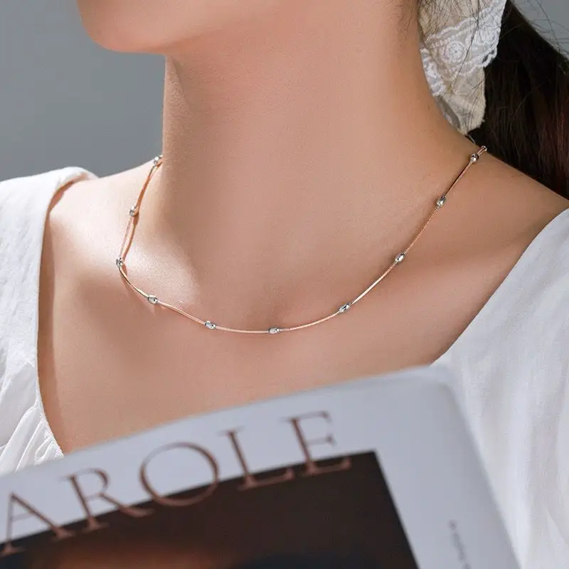 مجوهرات XP - (45 سم × 3 مم) مزيج 2 قلادات من خرز الأفعى المطلية بالذهب للنساء مجوهرات الأزياء بالجملة #3