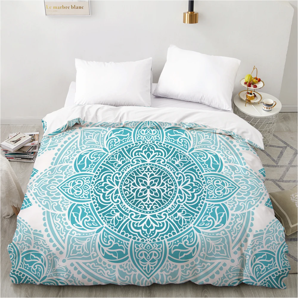 3D Duvet cover Quilt/Blanket/Comfortable Case Luxury Bedding 135 140x200 150x200 200x220 for Home Nordic mandala Light blue