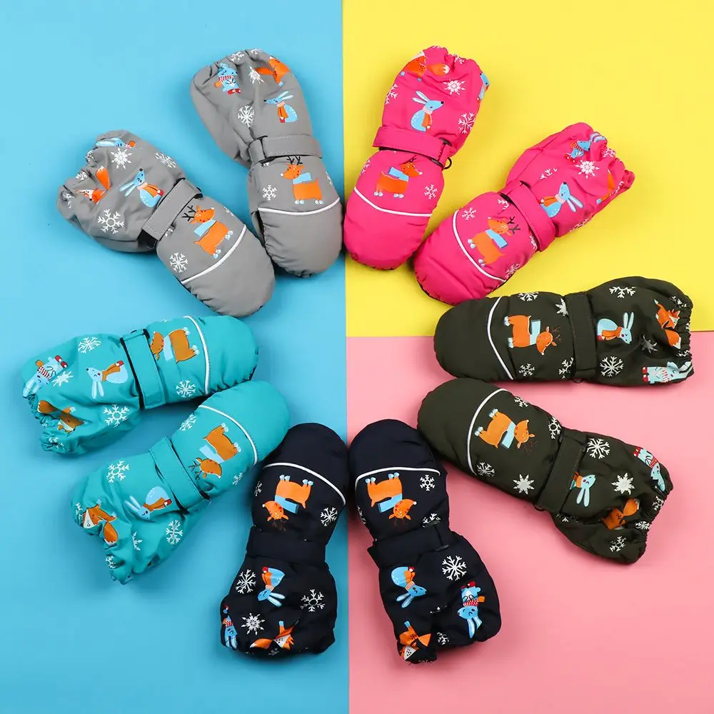 

Зимние варежки с длинными рукавами и принтом оленя и кролика для детей 2-6 лет, ветрозащитные детские лыжные перчатки, толстые теплые