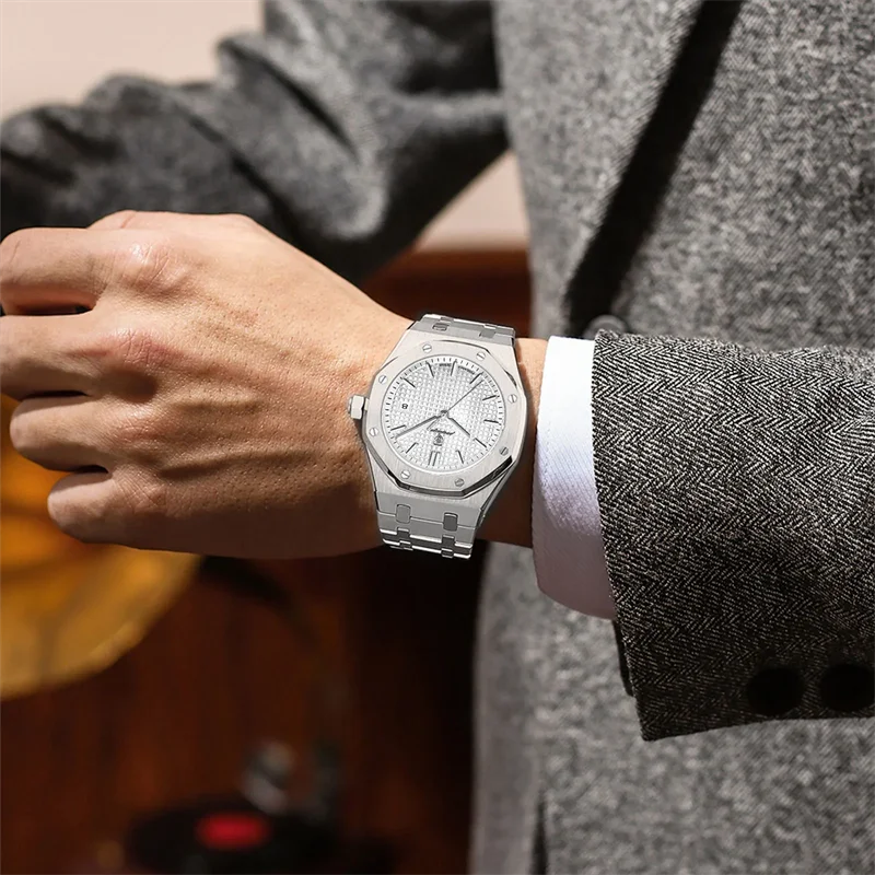 POEDAGAR ساعة رجالية فاخرة مقاومة للماء مضيئة تاريخ الرجال ساعة الفولاذ المقاوم للصدأ ساعة رجالية رياضية موضة ساعات كوارتز رجالية