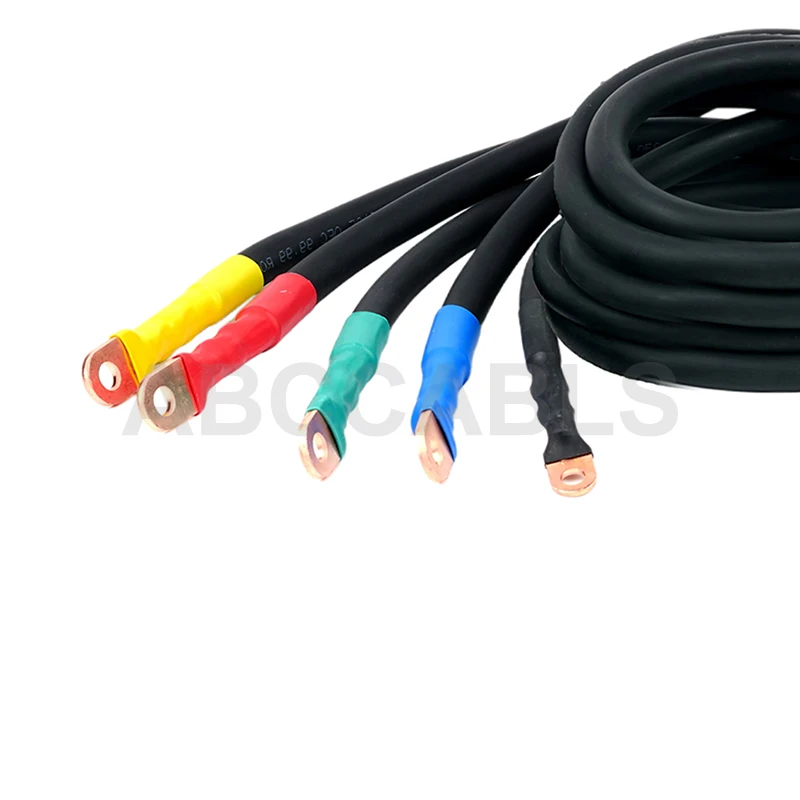 50mm² Single Core PVC Jumper Cable With Pre-Crimped Copper Ring Lugs Stage Power Distribution Cabinet Internal Connection Wire