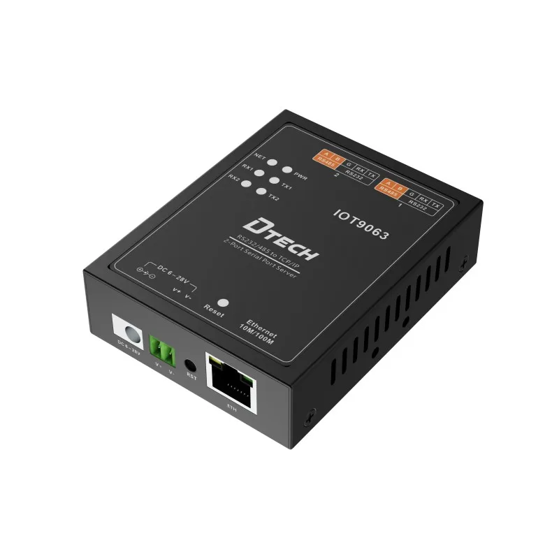 

DTECH 2-портовый сервер последовательных устройств RS232 Преобразователь сервера Ethernet RS485 в TCP/IP IOT9063
