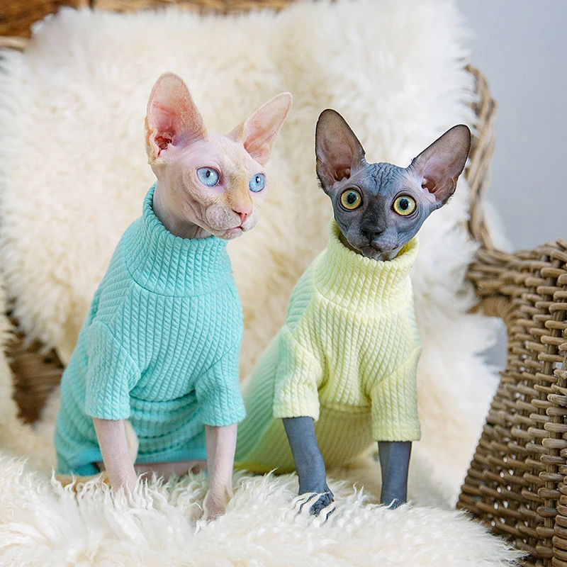 Sphynx Cat Clothes Autumn Winter Warm Pet Cat Jumpsuit Hoodies Soft Kitten Cat Pajamas Costumes For Sphinx Devon Cats