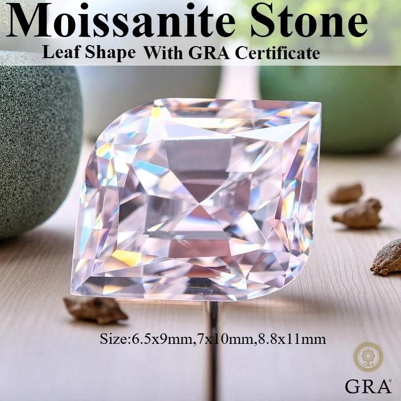 

Moissanite Stone Leaf Shape White Specail Cut Charm Beads For DIY Jewelry Making Rings Bracelet With Certificate