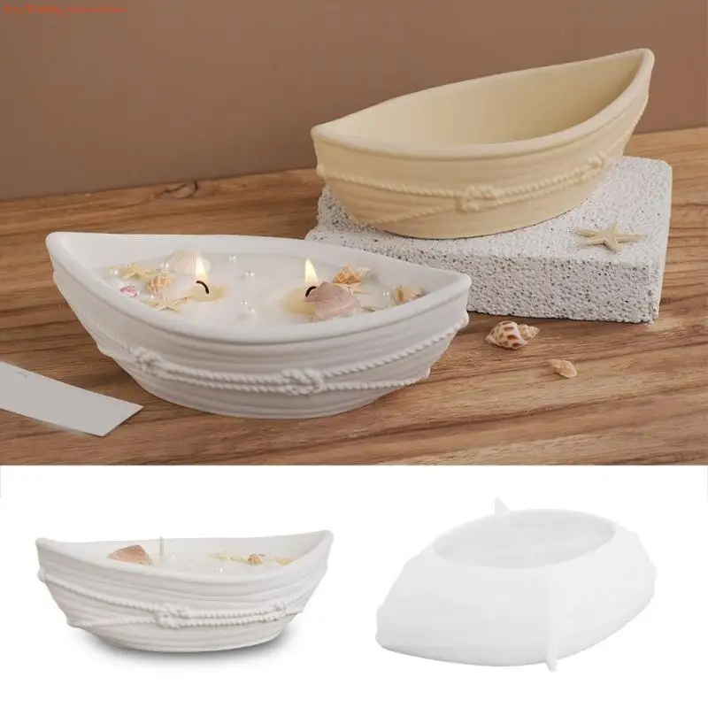 Molde silicona artesanal multifuncional G92D, moldes para cuencos almacenamiento en forma canoas para hacer portavelas