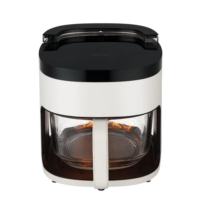 Square Clear Glass Pot Air Fryer House Digital Control Display Automatic Water Spray Electric Oven 4.2L 1300W Plastic Hornos TOC