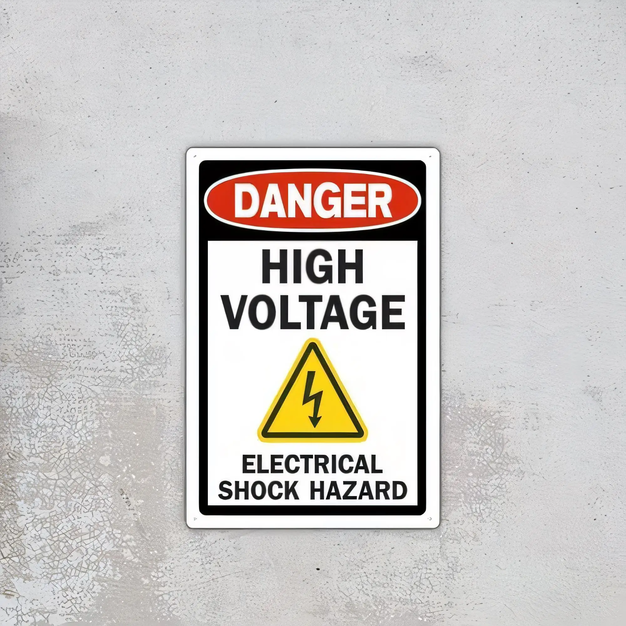 Tin Sign Metal Warning Danger High Voltage Electrical Shock Hazard Vintage Industrial Wall Decor for Garage Workshop Safety Noti