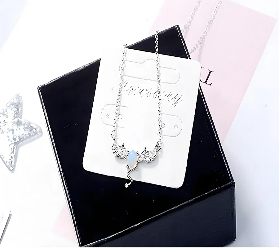 Charm 925 Sterling Silver Little Devil Moonlight Stone Clavicle Chain Necklaces for Women Girls Anniversary Party Jewelry Gifts