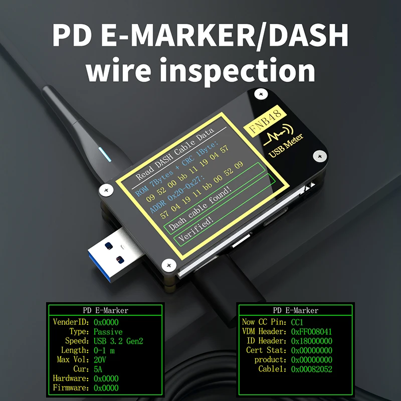 FNB48 Woltomierz wyzwalający PD Amperomierz Tester prądu USB QC4 PD3.0 2.0 PPS Wielofunkcyjny test pojemności na protokół szybkiego ładowania