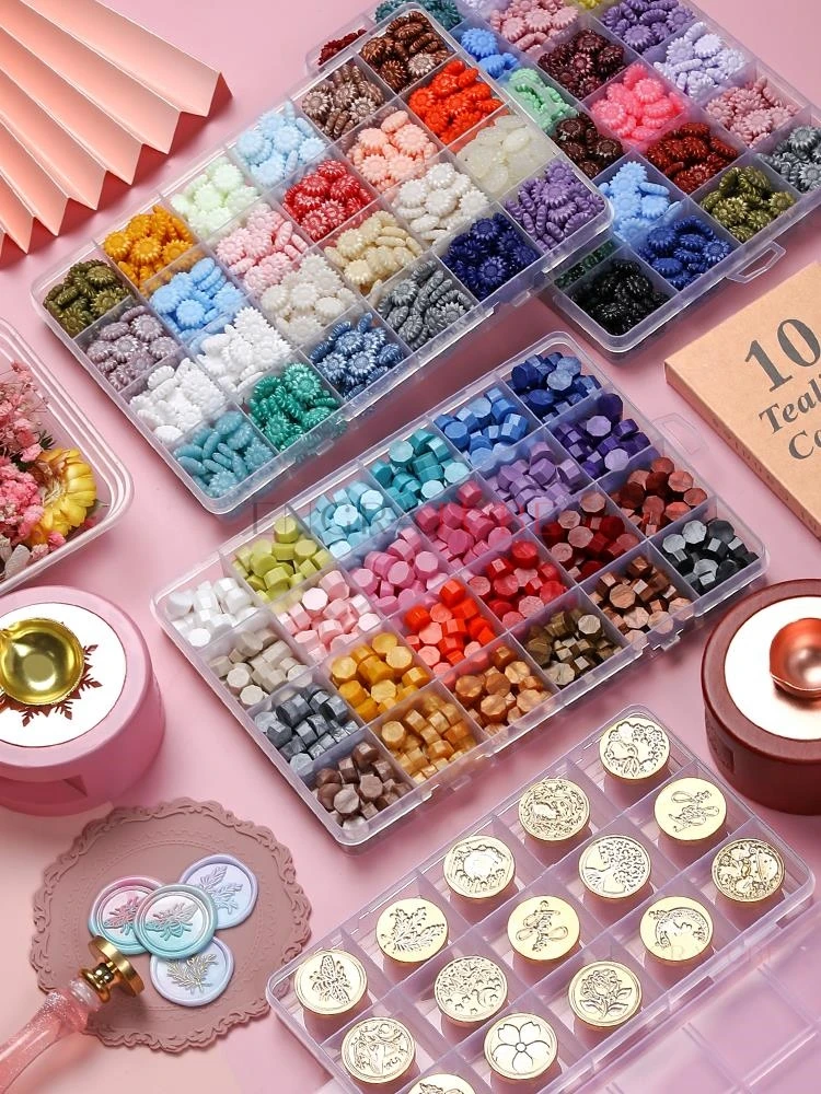 9-32pcs Wax Seal Beads Stamps Set Scrapbook Material DIY Craft Set Party Decoration For Birthday Wedding New Year Gift Box Kits