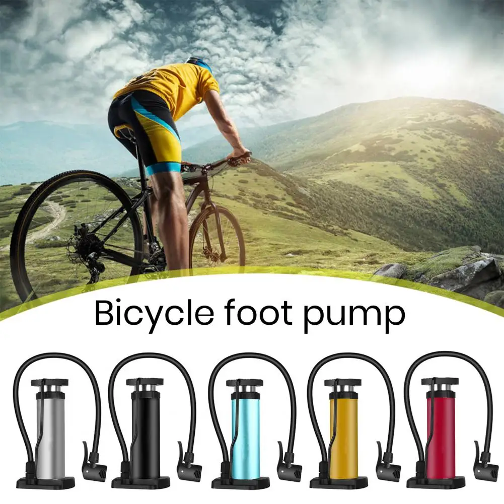 Bike Floor Pump Non-slip Base Reusable Flexible Hose Aluminum Alloy Portable Mini Bike Pump Bicycle Tire Floor Pump