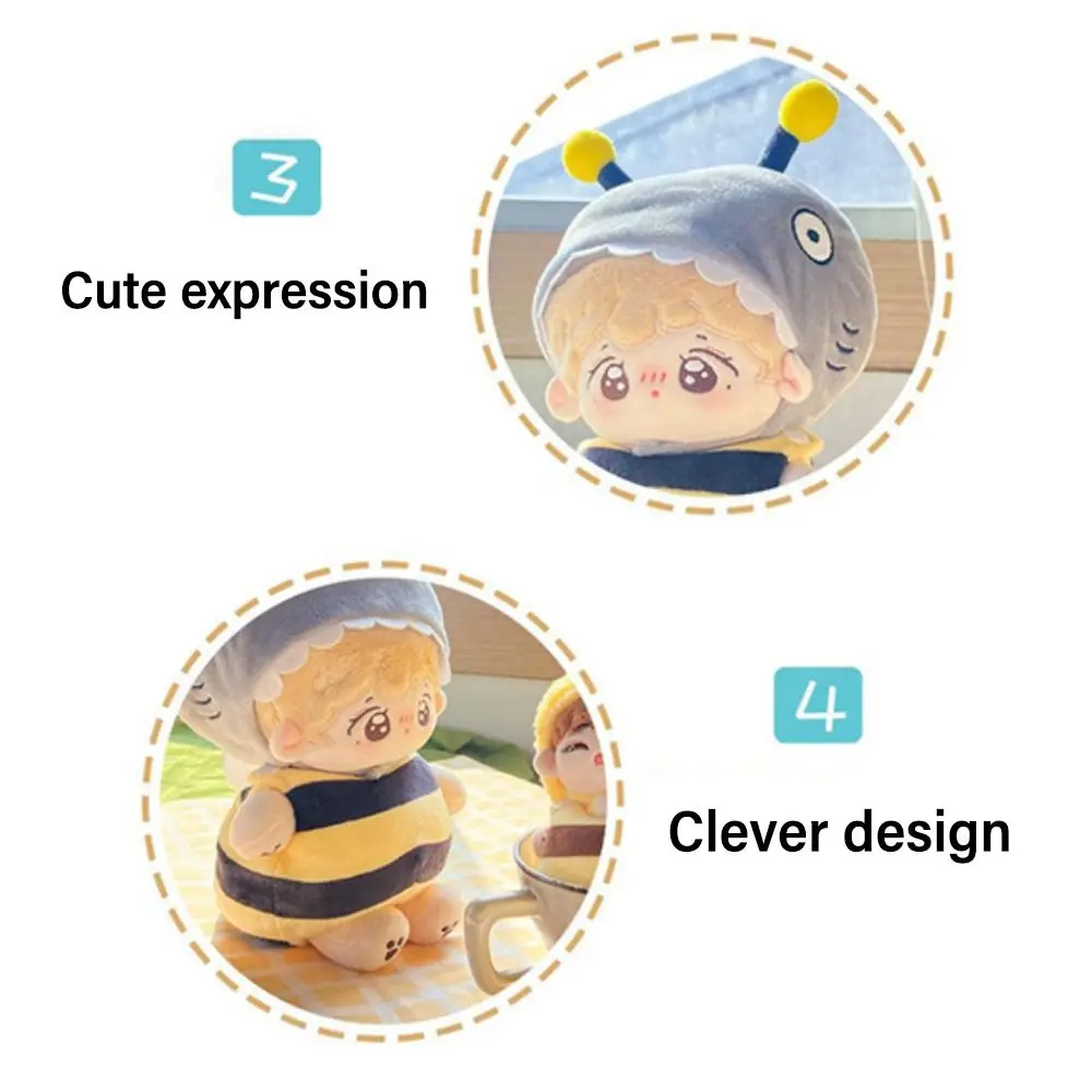 10cm/15cm/20cm/40cm Doll Clothes Doll Accessories Replacement Outfit Cartoon Bee Jumpsuit Playing House Photo Props