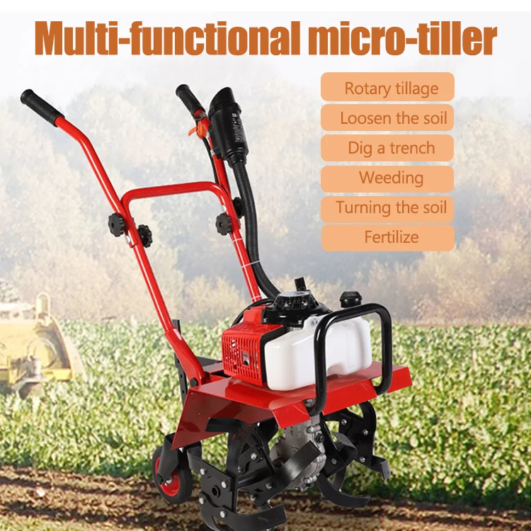 Two Wheel Rotary Tiller Agricultural Farm Mini Weeder Cultivators Mini Tiller Multifunction Cultivator