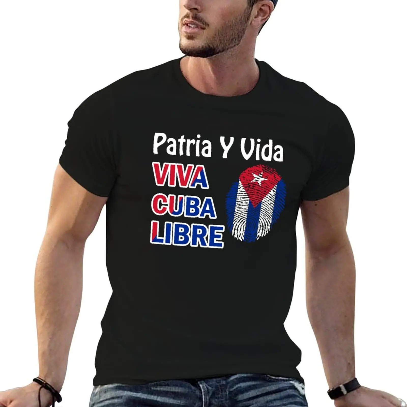 Camiseta PATRIA Y VIDA VIVA CUBA LIBRE, camisetas para hombre, camisetas gráficas, camisetas para hombre, camisetas de algodón suave, paquete de camisetas