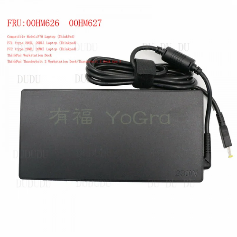 QW  230W 20V AC Adapter for Lenovo ThinkPad P70 P71 P72 Thunderbolt 3 Workstation